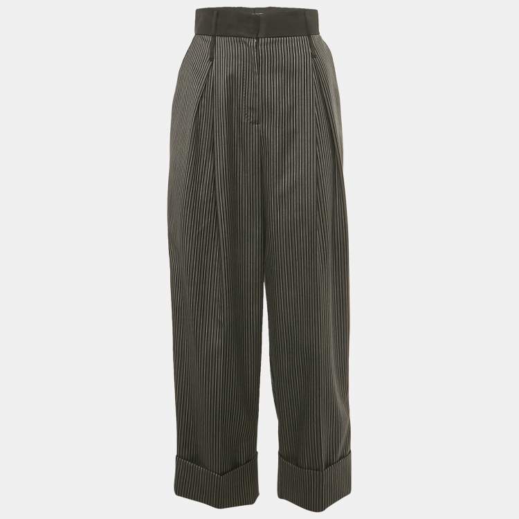 Pre Owned Dolce & Gabbana Grey Pinstripe Wool Trousers S 