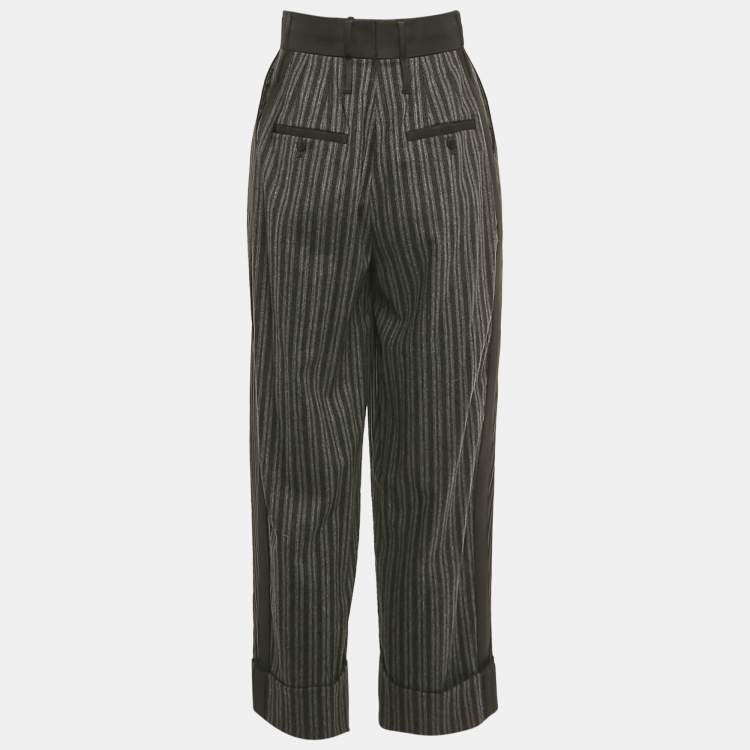 Pre Owned Dolce & Gabbana Grey Pinstripe Wool Trousers S 