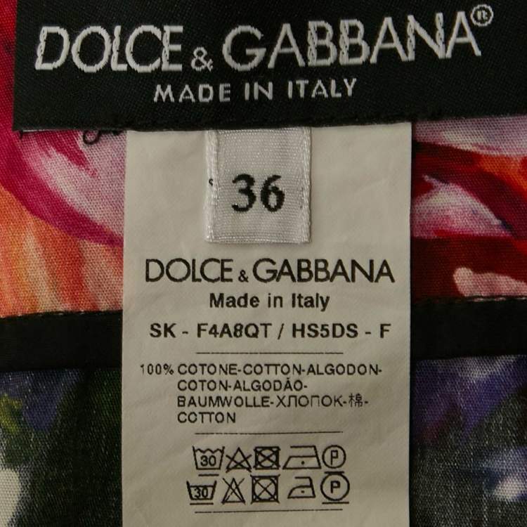 Pre Owned Dolce & Gabbana Multicolor Floral Print Poplin Tiered Maxi Skirt XS
