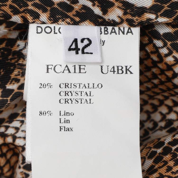 مملوكة مسبقًا Dolce & Gabbana Beige Linen and Crystal Embellished Coat M