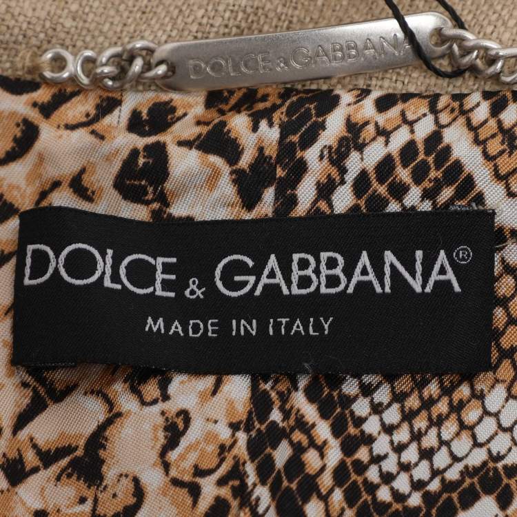 مملوكة مسبقًا Dolce & Gabbana Beige Linen and Crystal Embellished Coat M