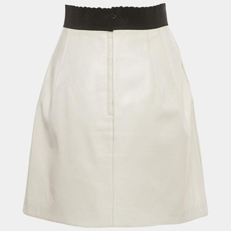 Pre Owned Dolce & Gabbana White Leather Mini Skirt M