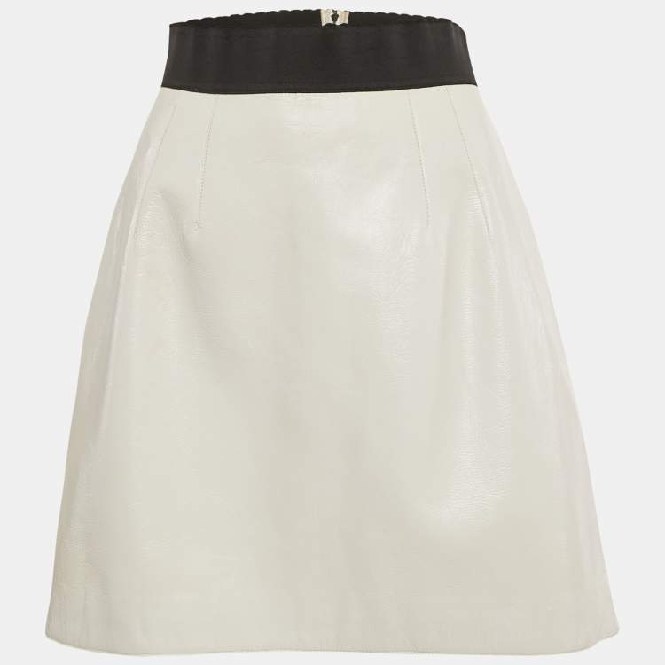Pre Owned Dolce & Gabbana White Leather Mini Skirt M