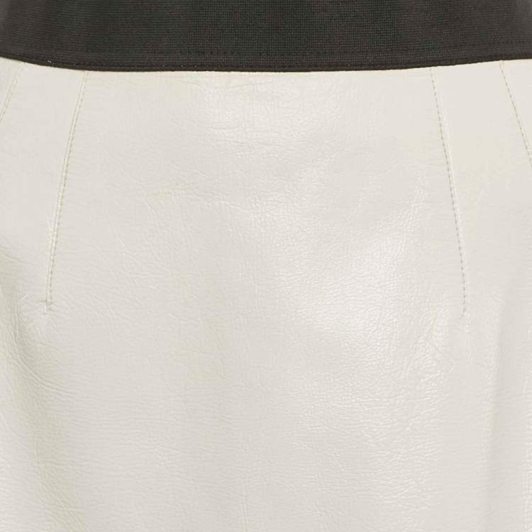 Pre Owned Dolce & Gabbana White Leather Mini Skirt M