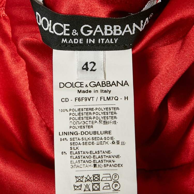Pre Owned Dolce & Gabbana Red Sequin Midi Dress M