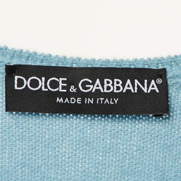 Pre Owned سويتر دولتشي & غابانا صوف أزرق بتفاصيل رقعة قلب مقاس صغير - سمول
