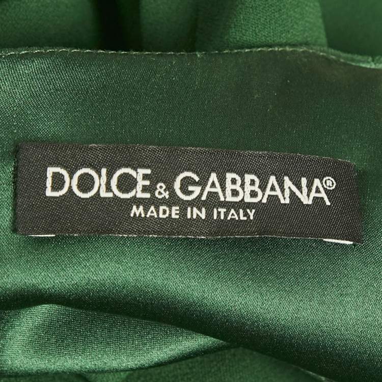Pre Owned Dolce & Gabbana Green Crepe Flared Sleeve Midi Dress S