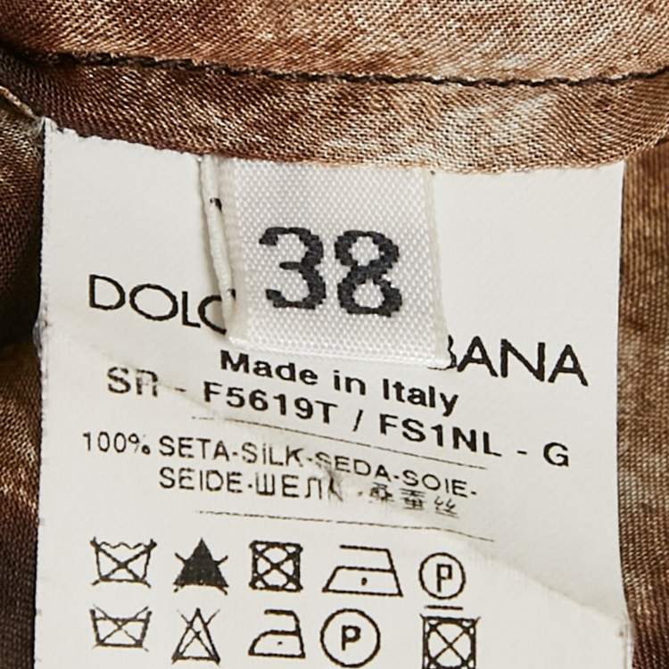 مملوكة مسبقًا Dolce & Gabbana Brown Animal Printed Silk Button Front Shirt S