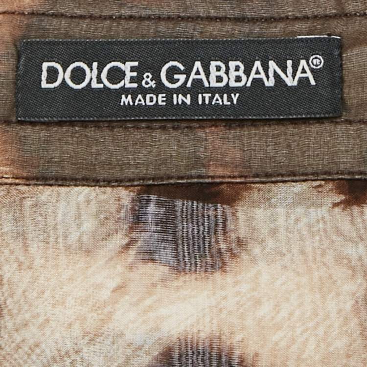 مملوكة مسبقًا Dolce & Gabbana Brown Animal Printed Silk Button Front Shirt S