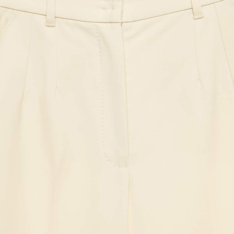 Pre Owned Dolce & Gabbana Cream Side Stripe Wide-Leg Trousers XS