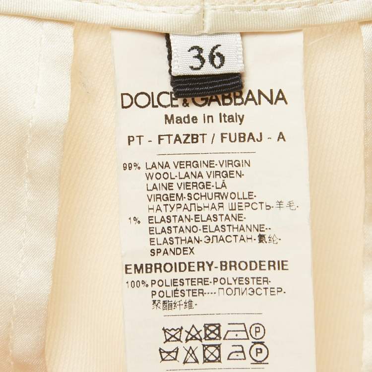 Pre Owned Dolce & Gabbana Cream Side Stripe Wide-Leg Trousers XS