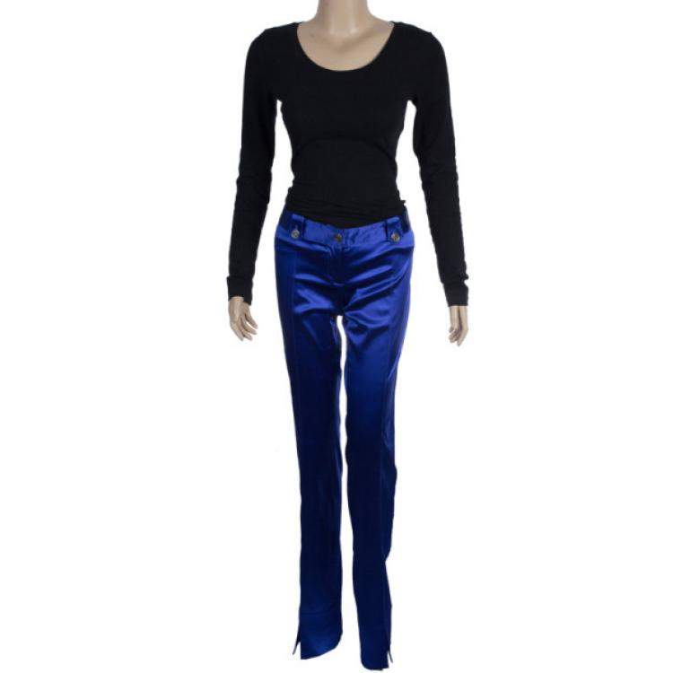 Pre Owned Dolce & Gabbana Purple Satin Trousers M