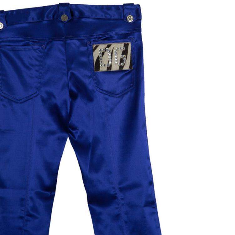 Pre Owned Dolce & Gabbana Purple Satin Trousers M