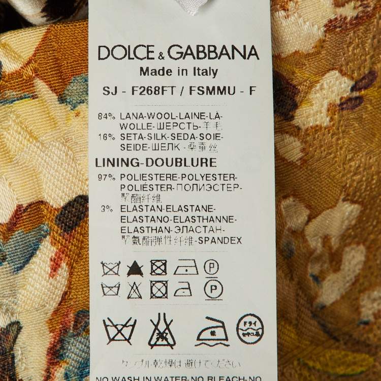 Pre Owned Dolce & Gabbana Beige Floral Patterned Wool Blend Blouse S