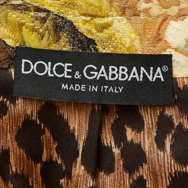 Pre Owned Dolce & Gabbana Beige Floral Patterned Wool Blend Blouse S