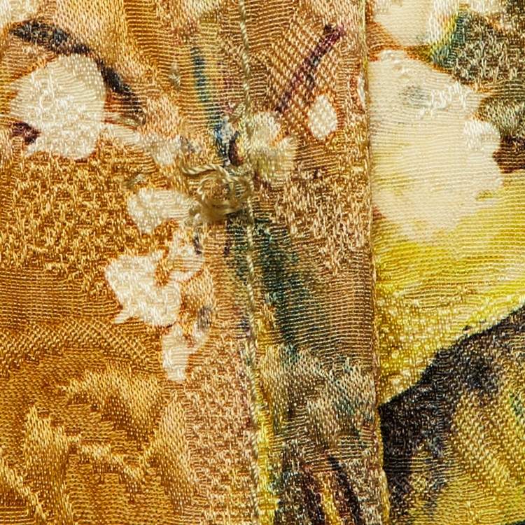 Pre Owned Dolce & Gabbana Beige Floral Patterned Wool Blend Blouse S