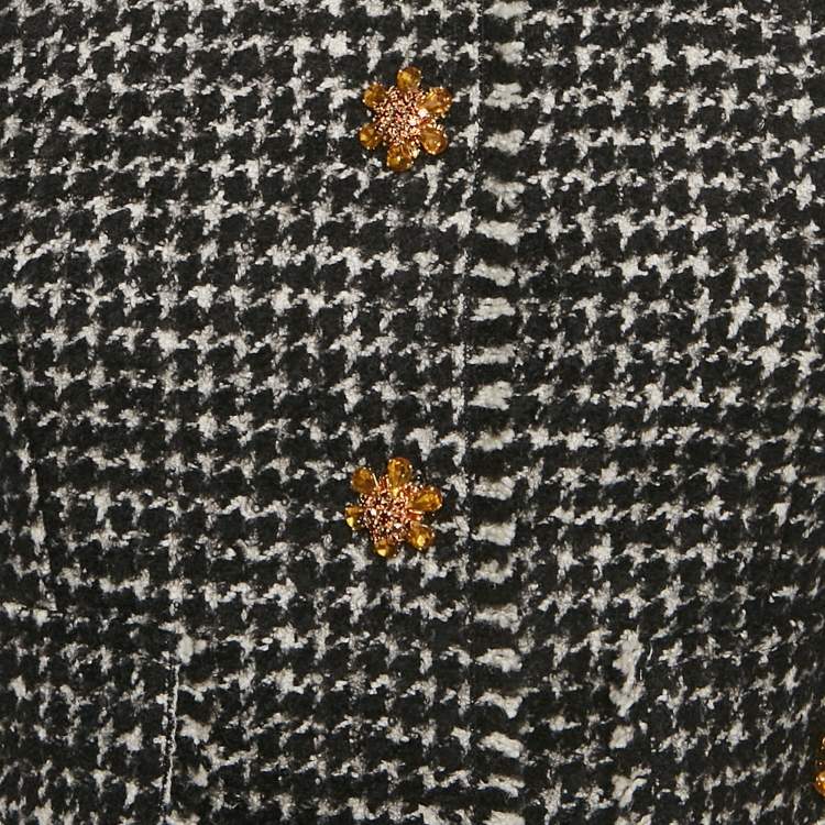 Pre Owned Dolce & Gabbana Black/White Tweed Bejeweled Blazer S