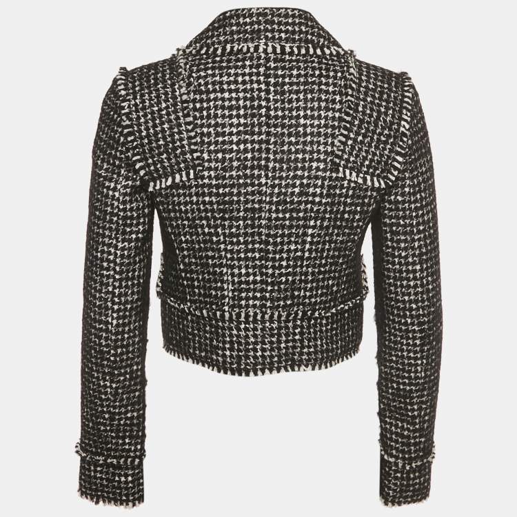 Pre Owned Dolce & Gabbana Black/White Tweed Bejeweled Blazer S