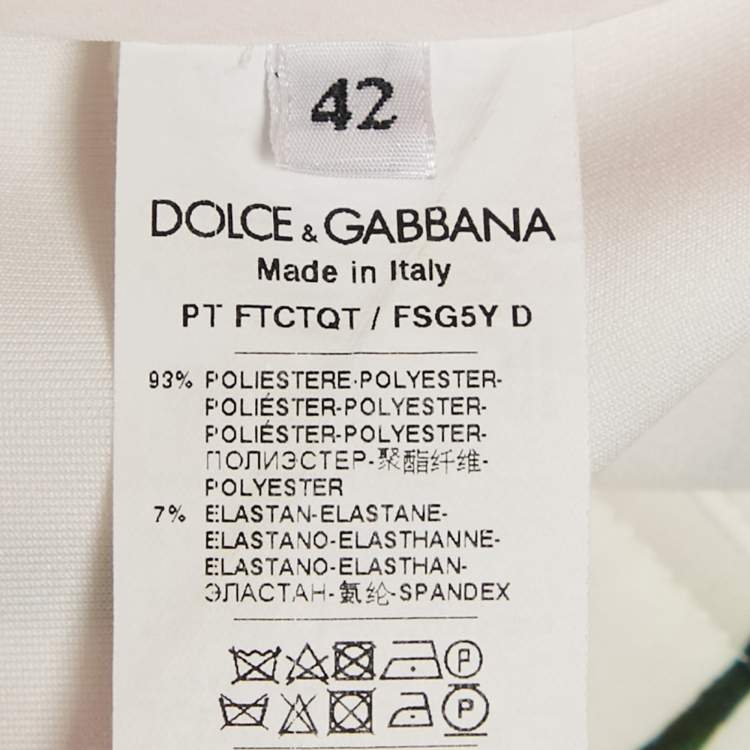 Pre Owned Dolce & Gabbana White/Pink Floral Print Jersey Flared Trousers M