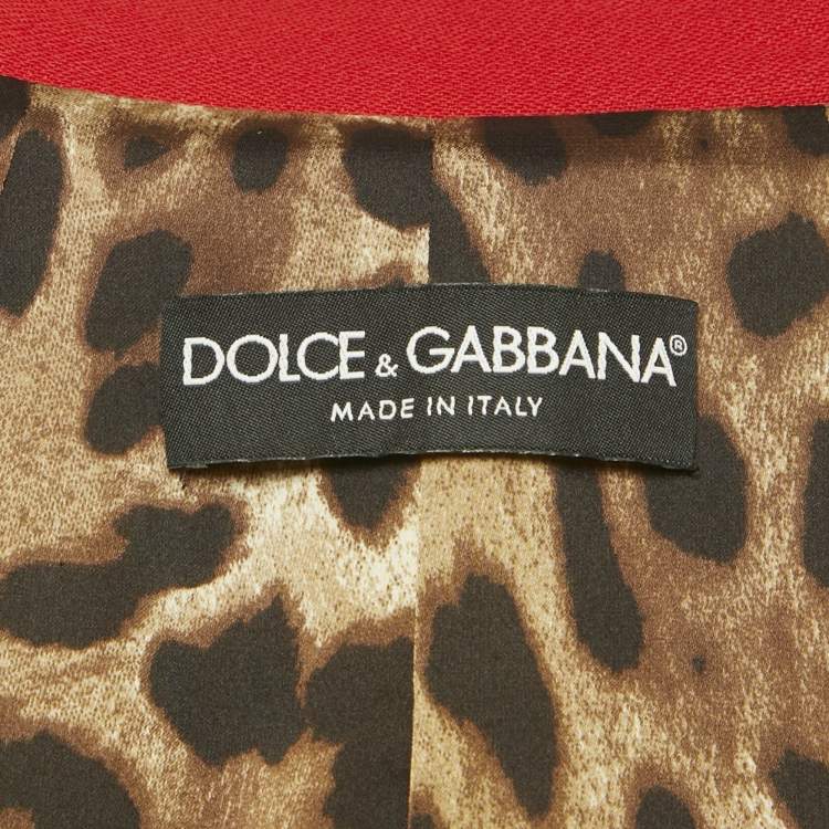 Pre Owned Dolce & Gabbana Red Wool Jacket & Skirt Set S