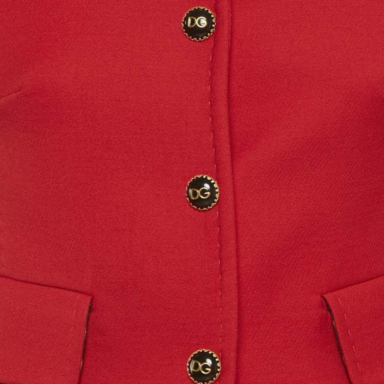 Pre Owned Dolce & Gabbana Red Wool Jacket & Skirt Set S