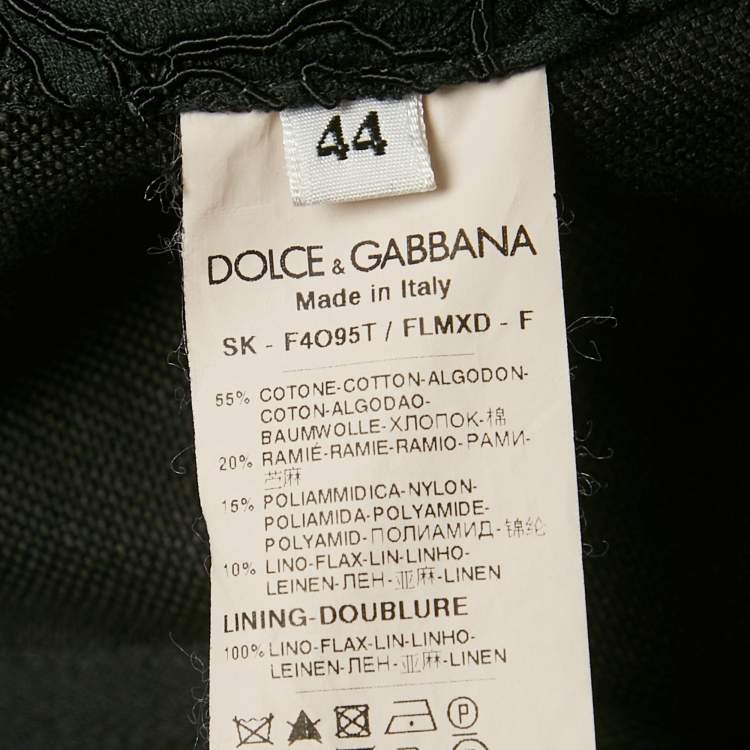 Pre Owned Dolce & Gabbana Black Lace Midi Skirt M