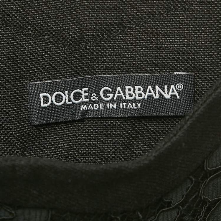 Pre Owned Dolce & Gabbana Black Lace Midi Skirt M