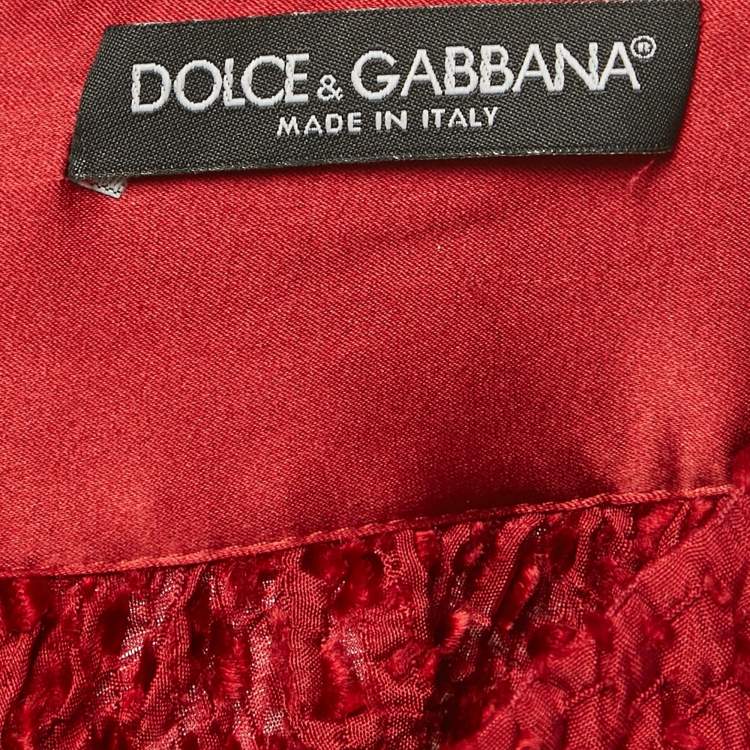 Pre Owned تنورة دولتشي أند غابانا حرير بنقاط سويسرية حمراء قصيرة صغيرة