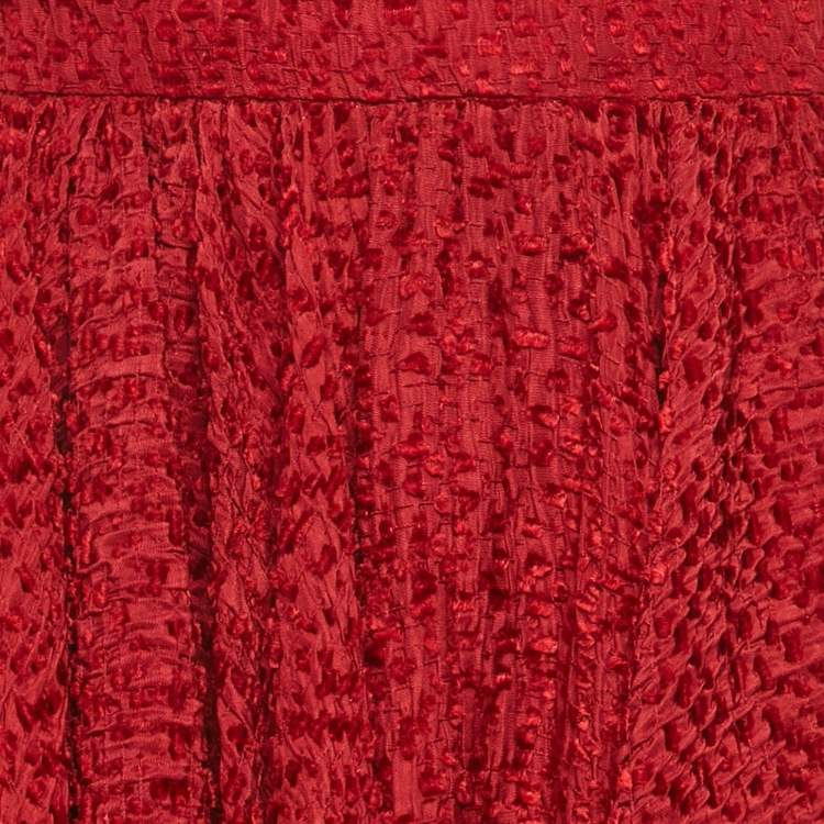 Pre Owned تنورة دولتشي أند غابانا حرير بنقاط سويسرية حمراء قصيرة صغيرة