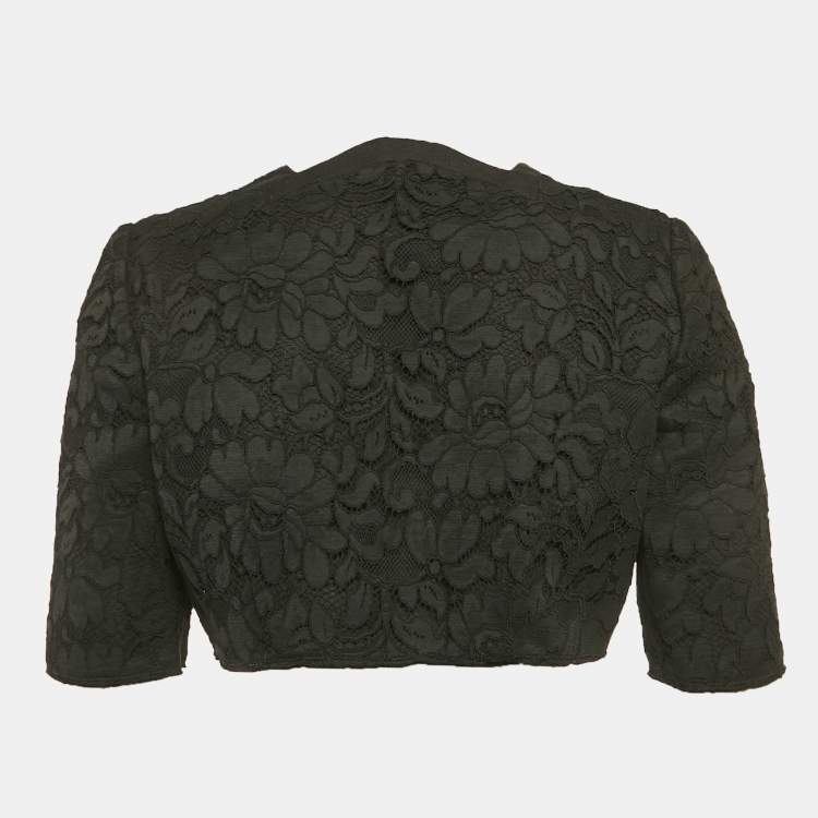 Pre Owned Dolce & Gabbana Black Cord Lace Crop Jacket M