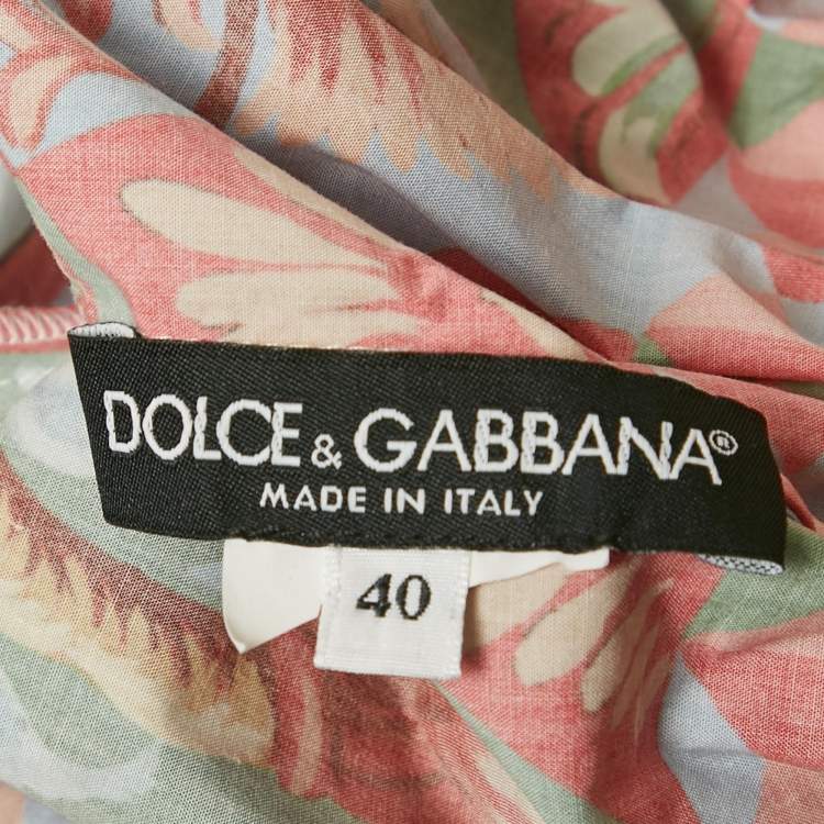 مملوكة مسبقًا Dolce & Gabbana Red/Blue Carretto Print Crop Top S