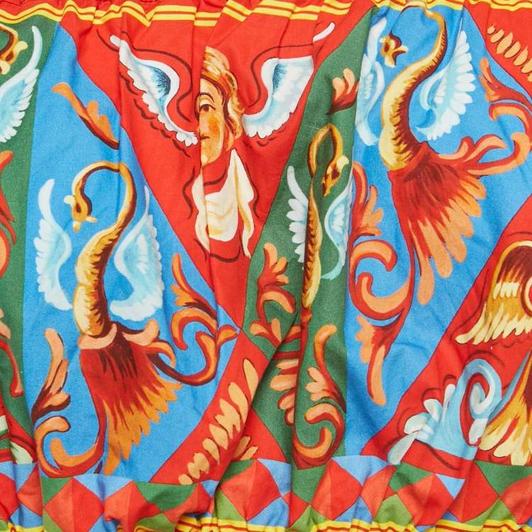 مملوكة مسبقًا Dolce & Gabbana Red/Blue Carretto Print Crop Top S