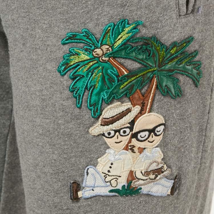 Pre Owned Dolce & Gabbana Grey Cotton DGfamily Joggers S