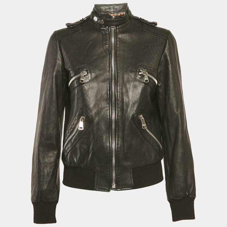 Pre Owned Dolce & Gabbana Black Leather Biker Jacket S