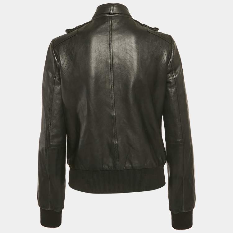 Pre Owned Dolce & Gabbana Black Leather Biker Jacket S