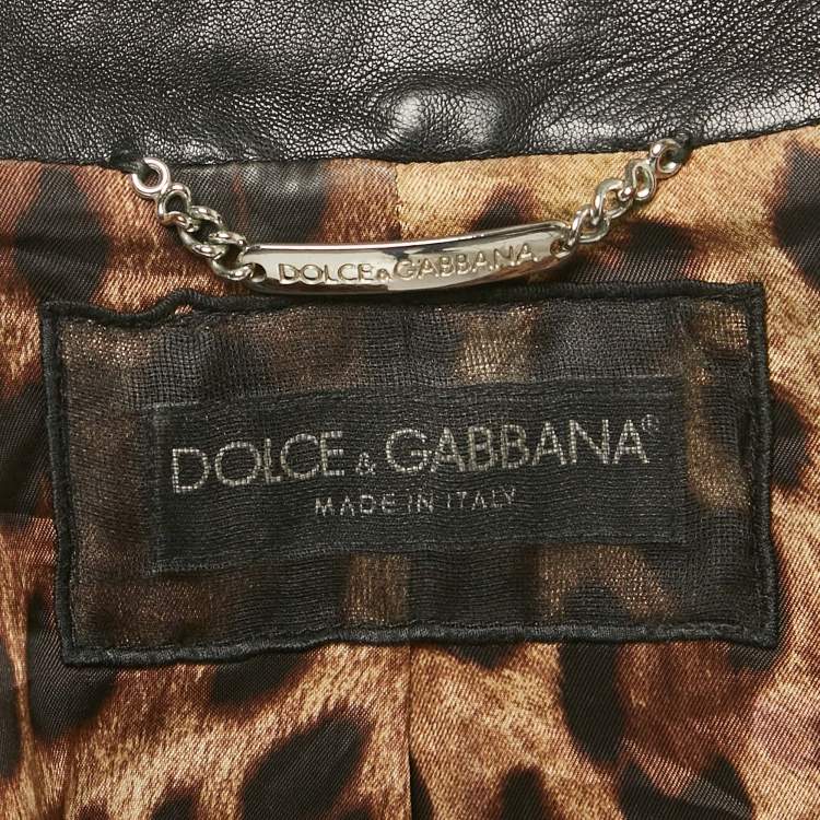 Pre Owned Dolce & Gabbana Black Leather Biker Jacket S