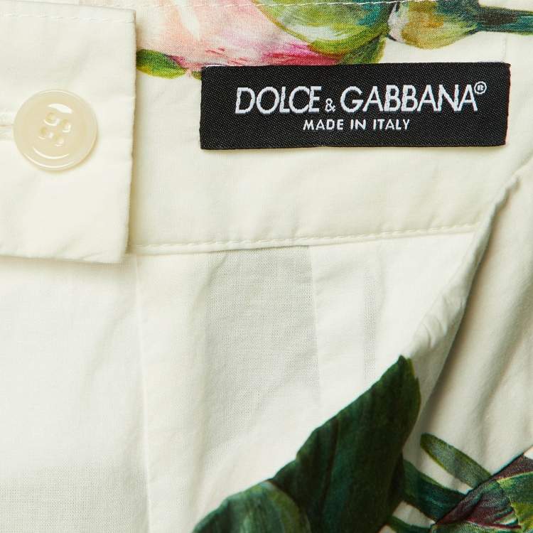 Pre Owned Dolce & Gabbana White Floral Print Cotton Short Skirts M