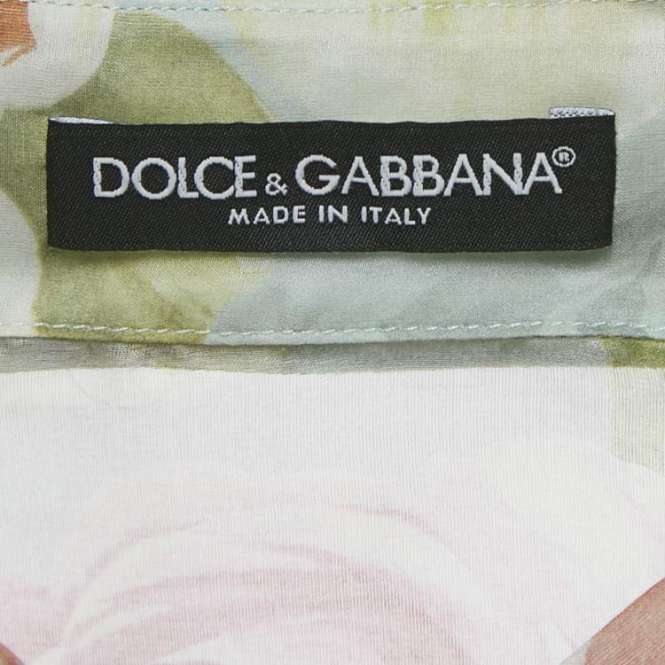 Pre Owned Dolce & Gabbana Light Green Floral Printed Silk Shirt S