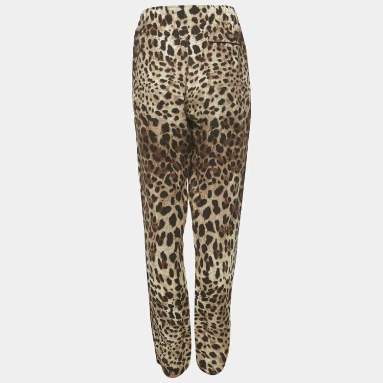 Pre Owned Dolce & Gabbana Brown Animal Printed Linen Pants L