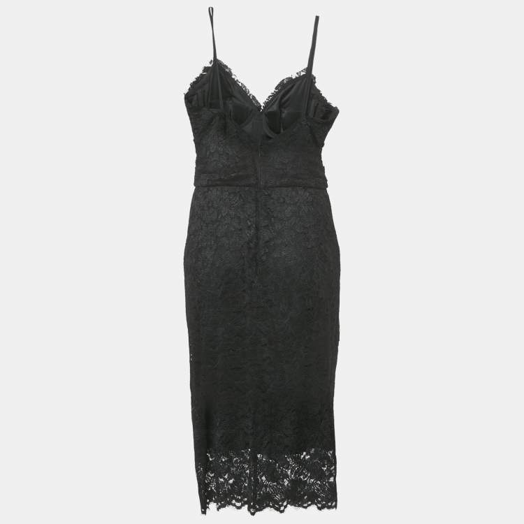 مملوكة مسبقًا Dolce & Gabbana Black Lace Sleeveless Midi Dress L