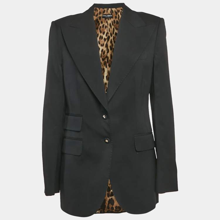 Pre Owned Dolce & Gabbana Black Wool Peak Lapel Collar Blazer L