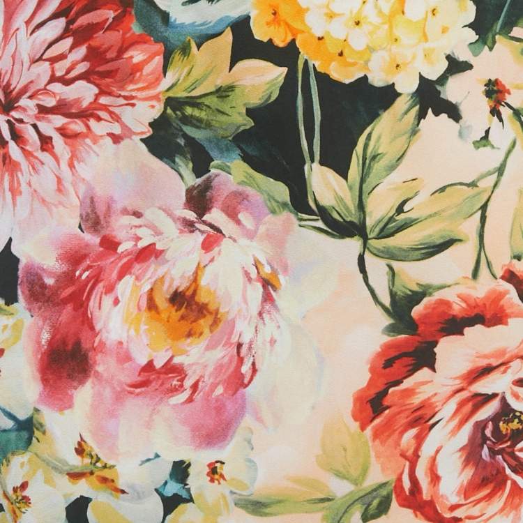 Pre Owned Dolce & Gabbana Multicolor Floral Print Crepe Pencil Skirt M