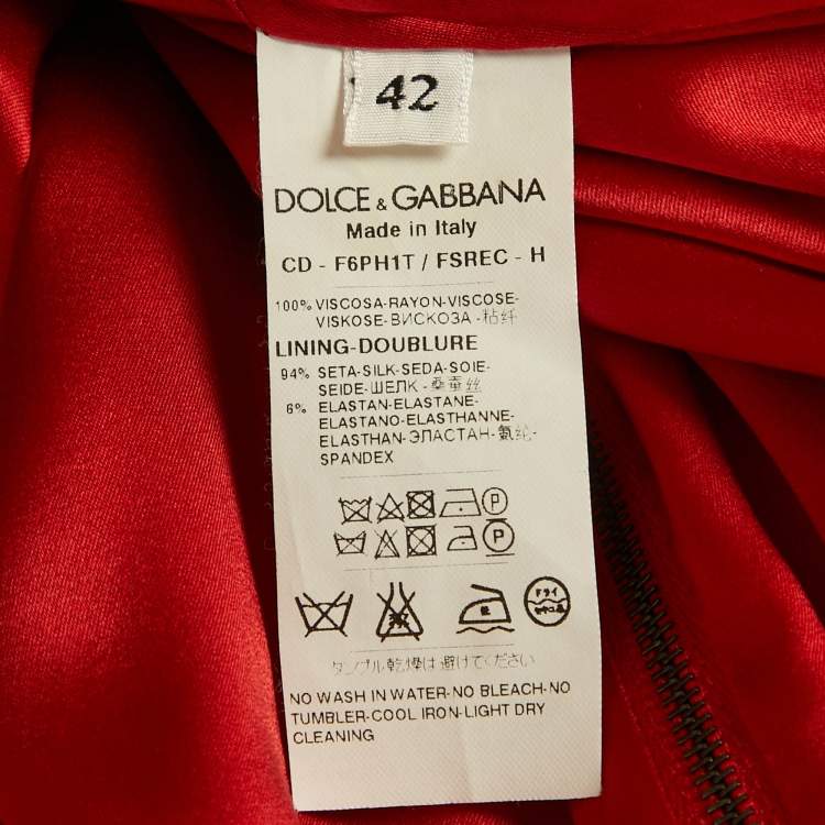 Pre Owned Dolce & Gabbana Red Floral Print Crepe Mini Dress M