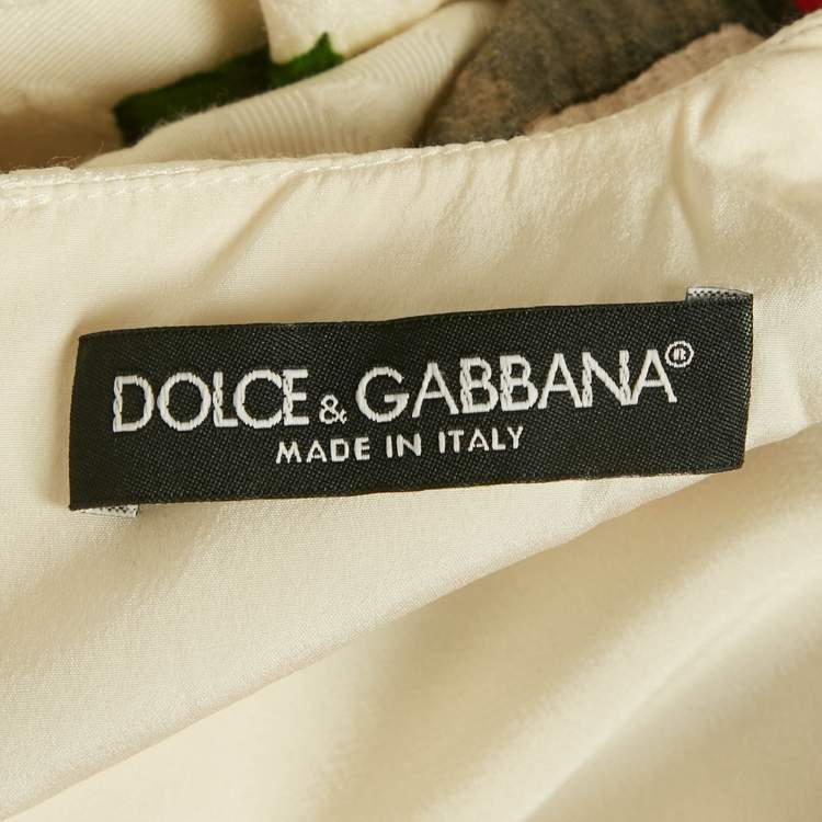 Pre Owned Dolce & Gabbana White Flowers Print Jacquard Mini Dress S