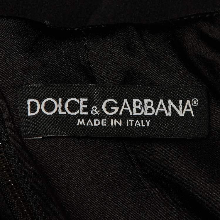 Pre Owned Dolce & Gabbana Black Floral Print Crepe Mini Dress S