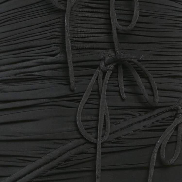 مملوكة مسبقًا Dolce & Gabbana Vintage Black Jersey Ruche Tie-Up Midi Dress S