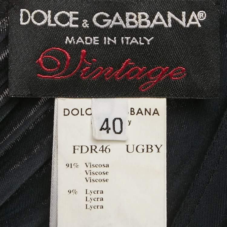 مملوكة مسبقًا Dolce & Gabbana Vintage Black Jersey Ruche Tie-Up Midi Dress S