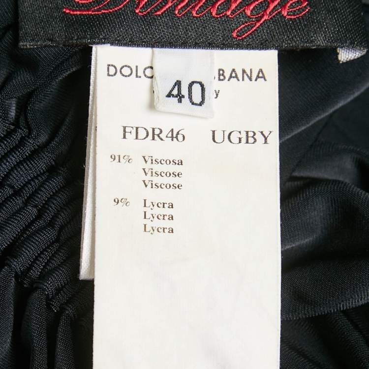 مملوكة مسبقًا Dolce & Gabbana Vintage Black Jersey Ruche Tie-Up Midi Dress S