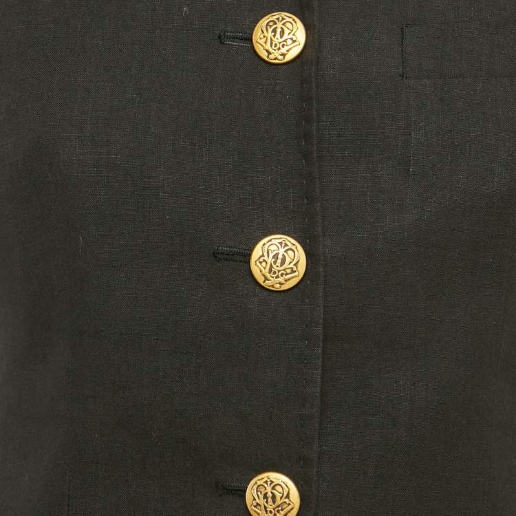 Pre Owned Dolce & Gabbana Black Linen Regular Fit Blazer S