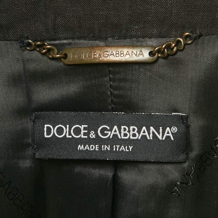 Pre Owned Dolce & Gabbana Black Linen Regular Fit Blazer S